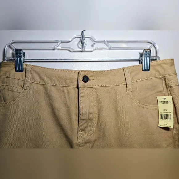 Ladies Sz 8 Stetson Western Denim Jean Skirt Straw Brown Frayed Fringe Bottom - Picture 2 of 6